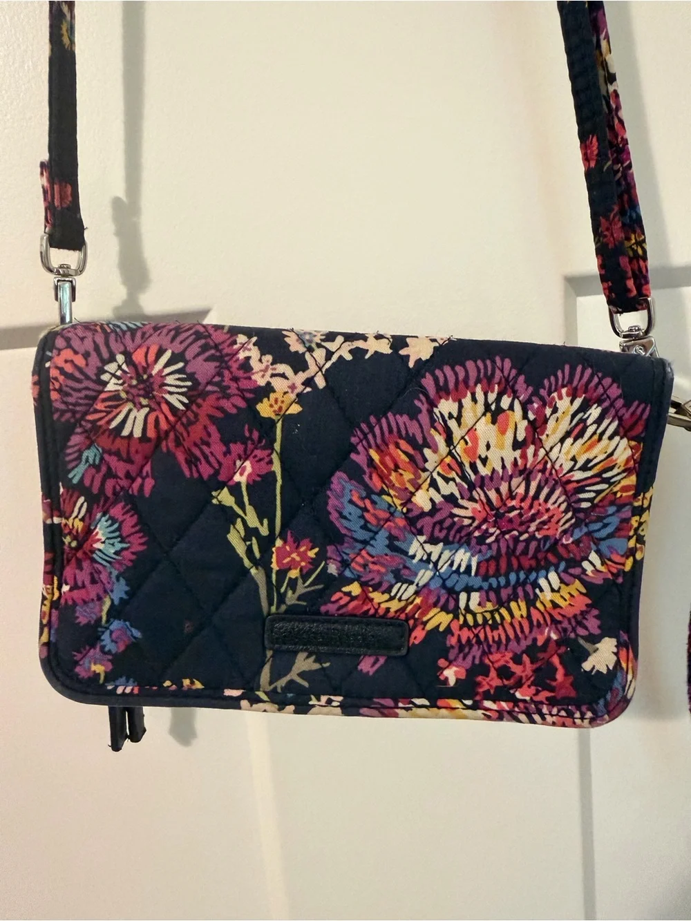 Vera Bradley Navy Floral Quilted Crossbody Wallet